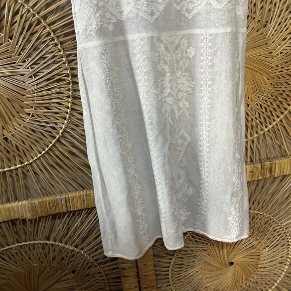 Mes demoiselles White Woven Embroidered Square Neck Maxi Dress Size 36 - Picture 4 of 5
